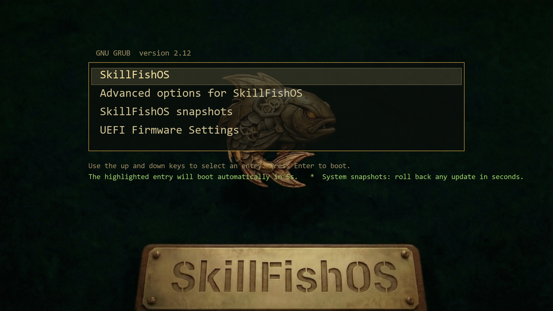 GRUB boot menu